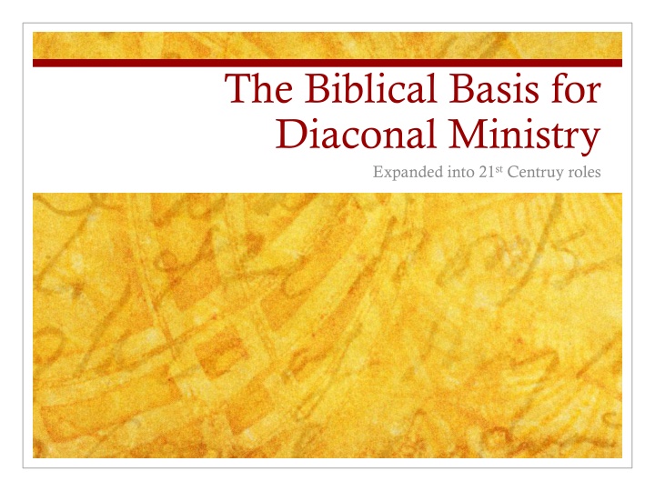 the biblical basis for diaconal ministry expanded