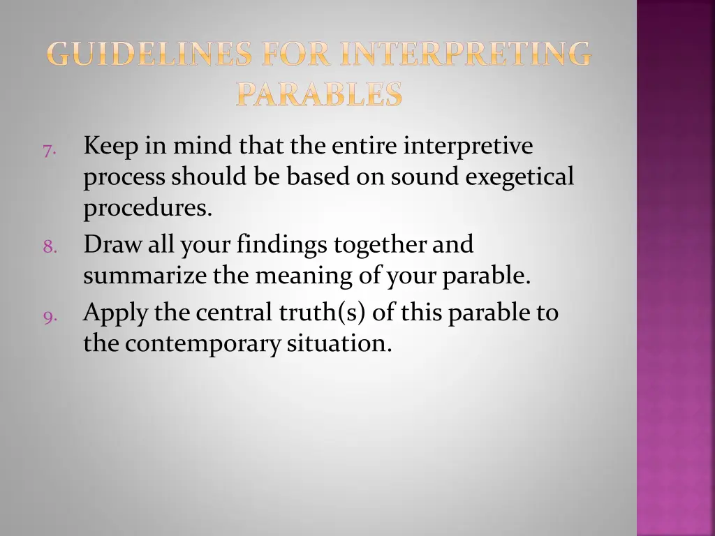 guidelines for interpreting parables 1