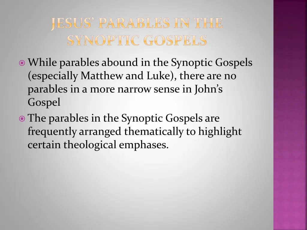 jesus parables in the synoptic gospels