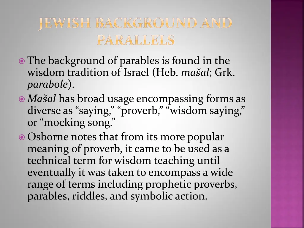 jewish background and parallels