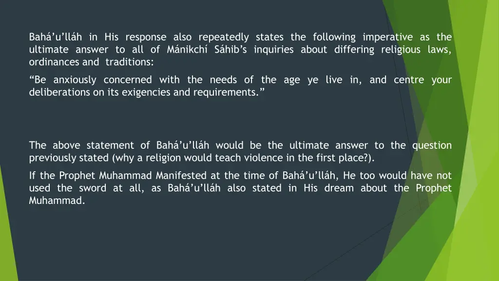 bah u ll h in his response also repeatedly states