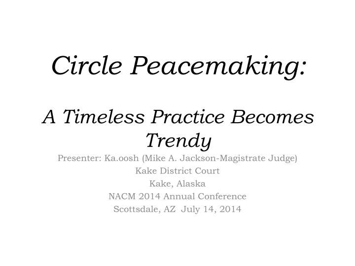 circle peacemaking