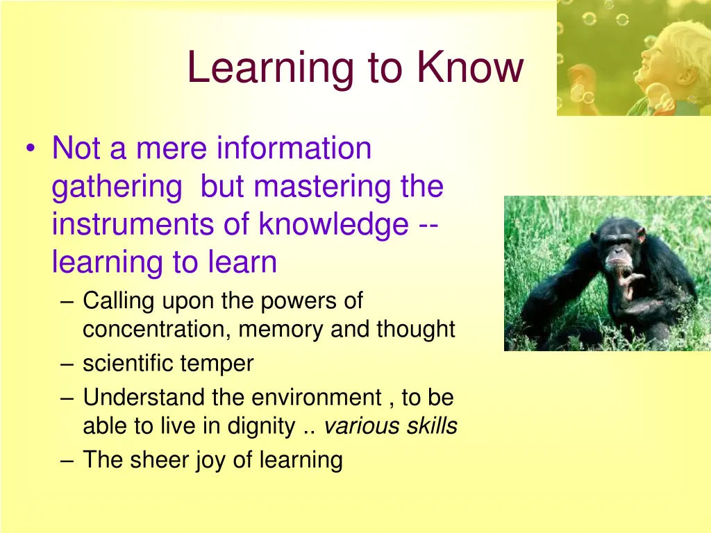 learning to know