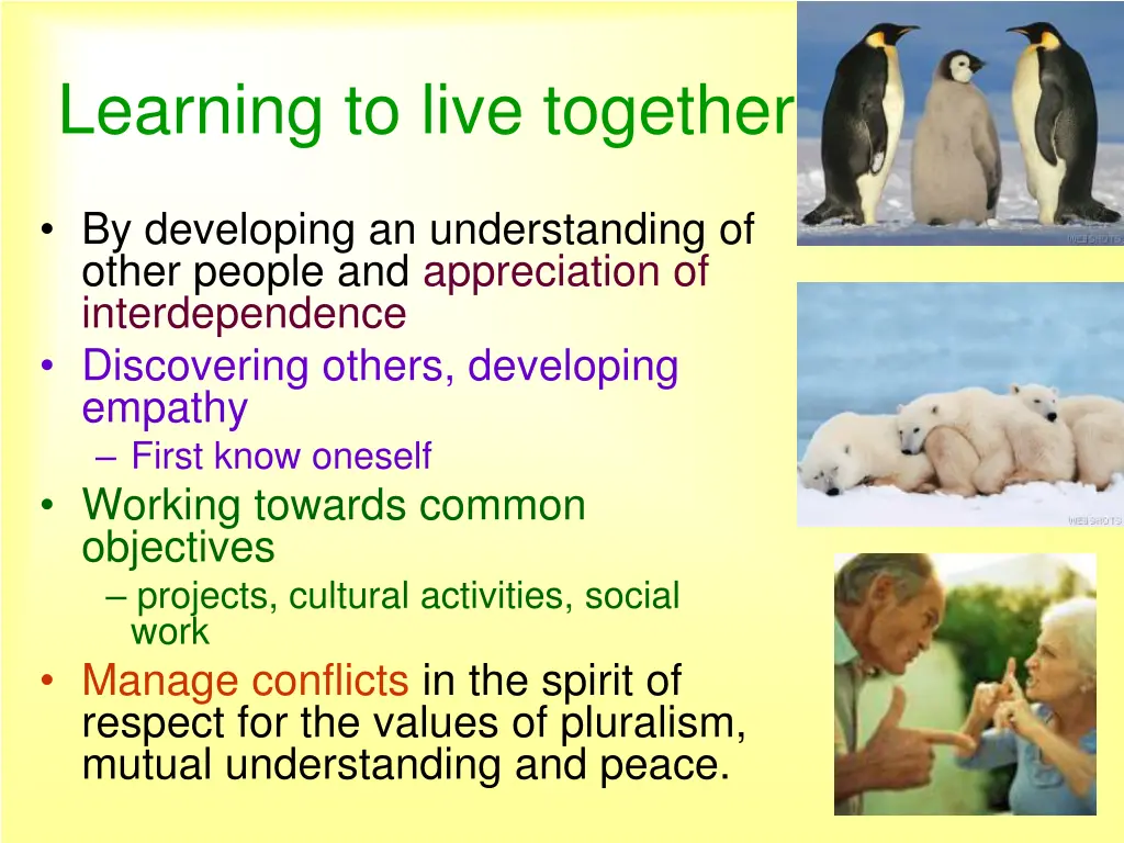 learning to live together