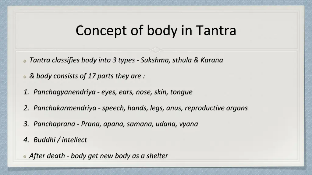 concept of body in tantra