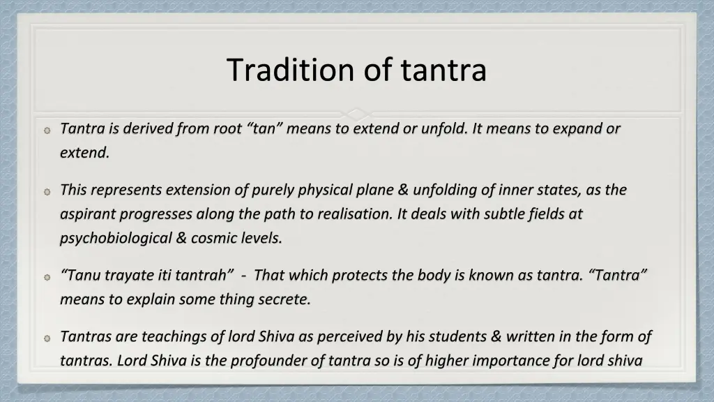tradition of tantra
