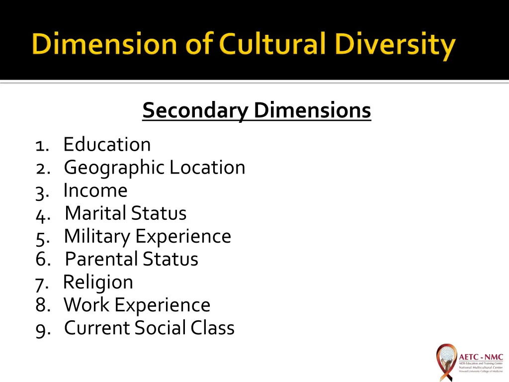 secondary dimensions