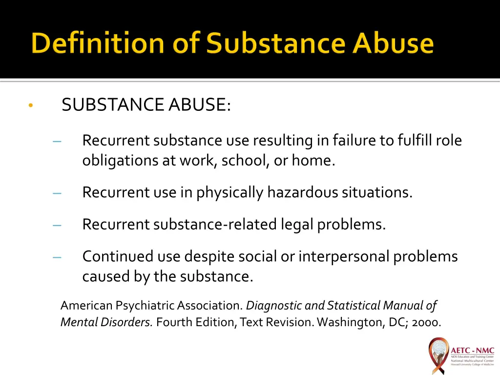 substance abuse