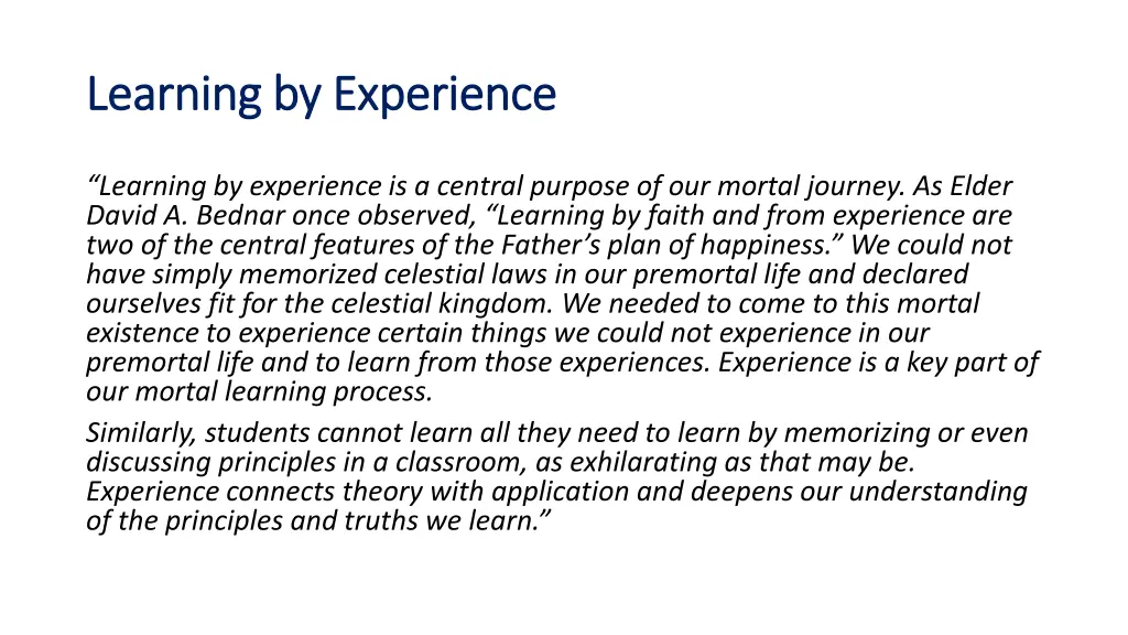 learning by experience learning by experience