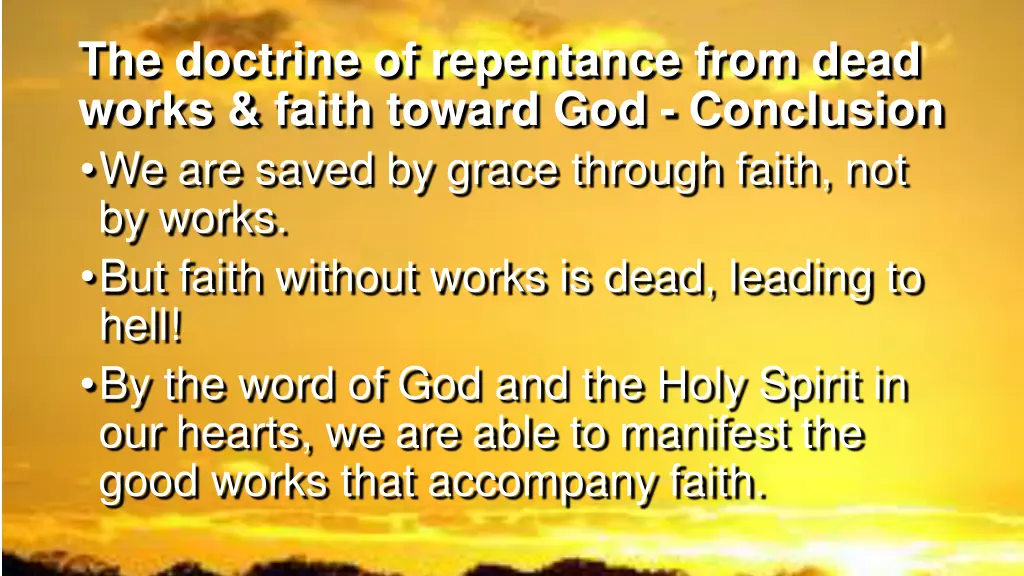 the doctrine of repentance from dead works faith
