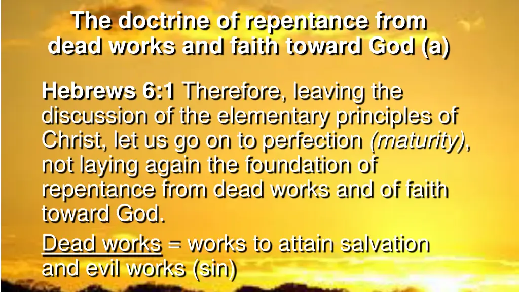 the doctrine of repentance from dead works
