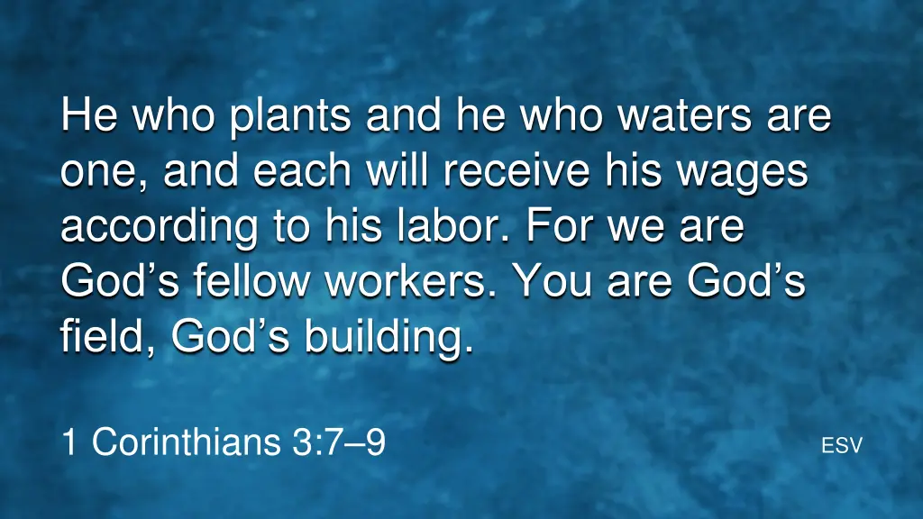 he who plants and he who waters are one and each