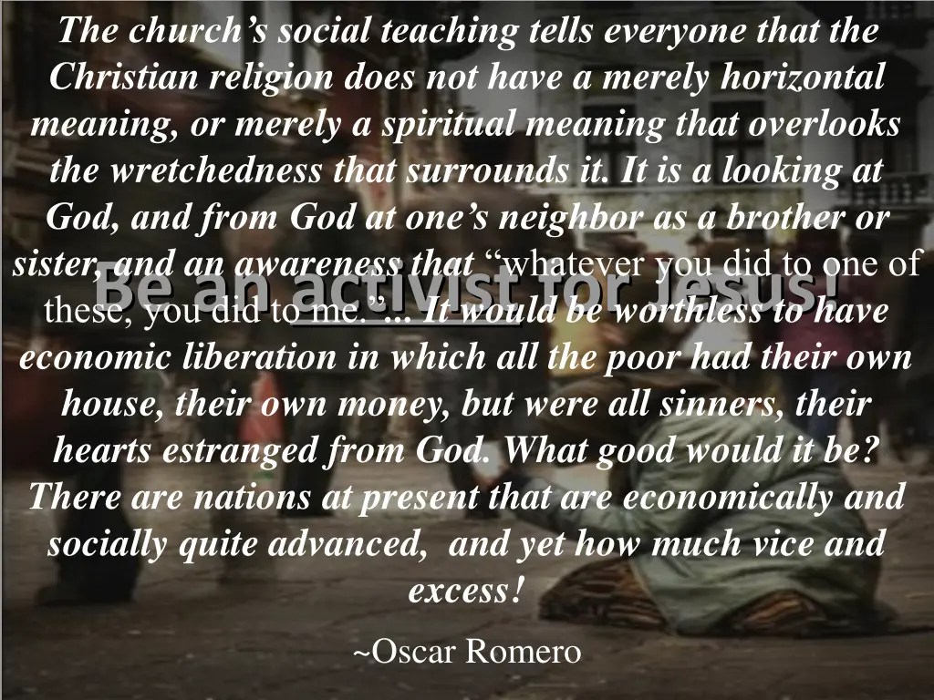 the church s social teaching tells everyone that