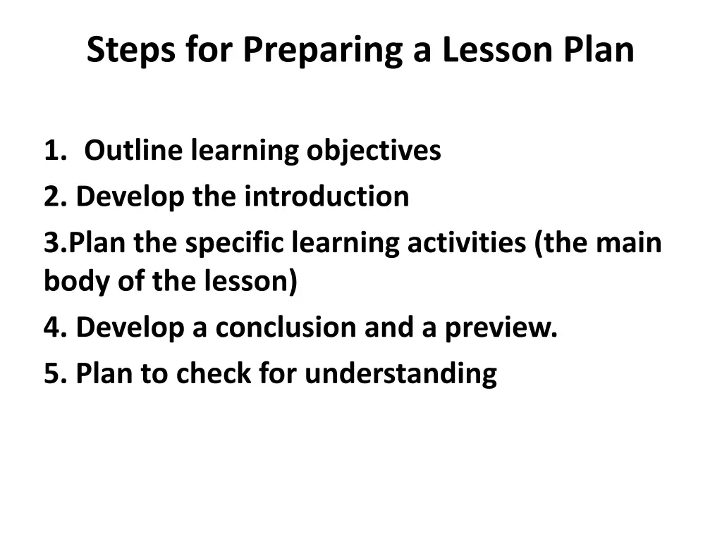 steps for preparing a lesson plan