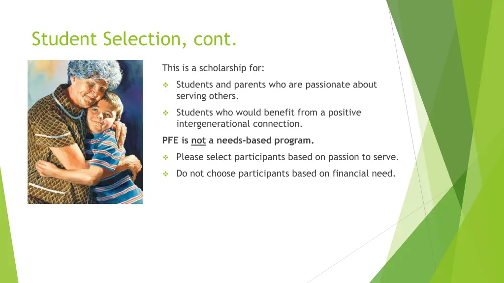 student selection cont