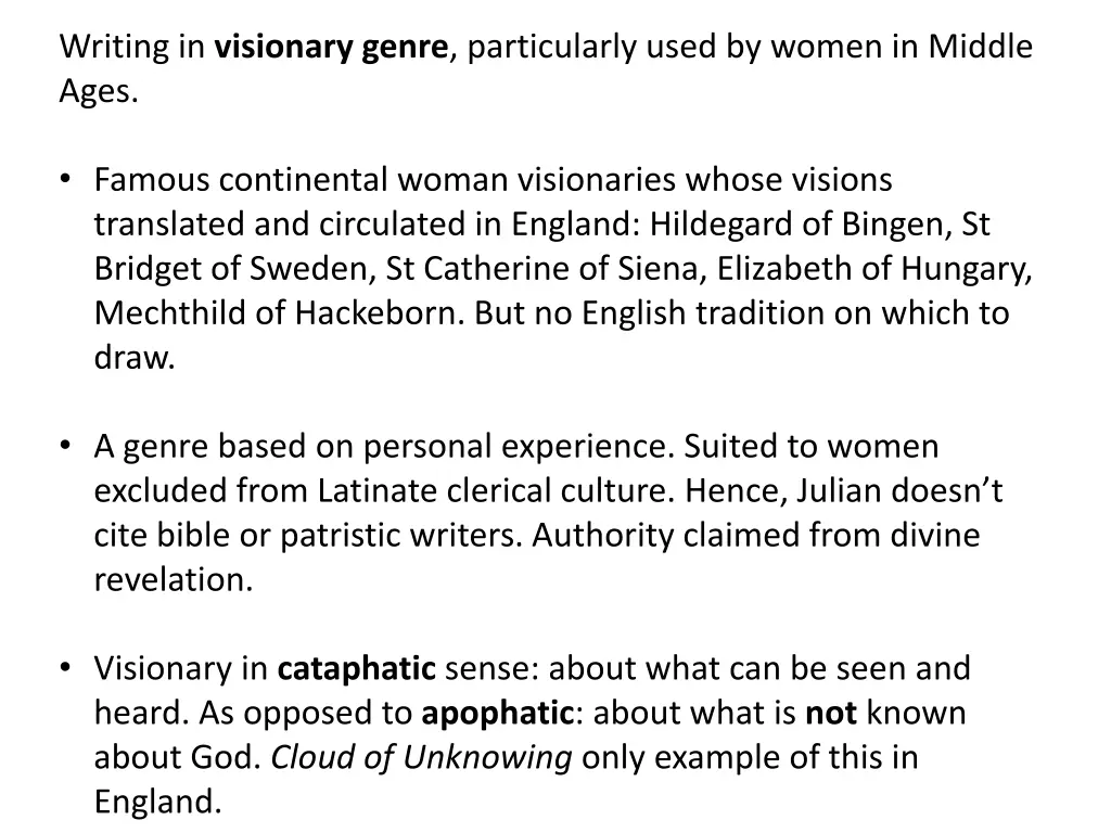 writing in visionary genre particularly used