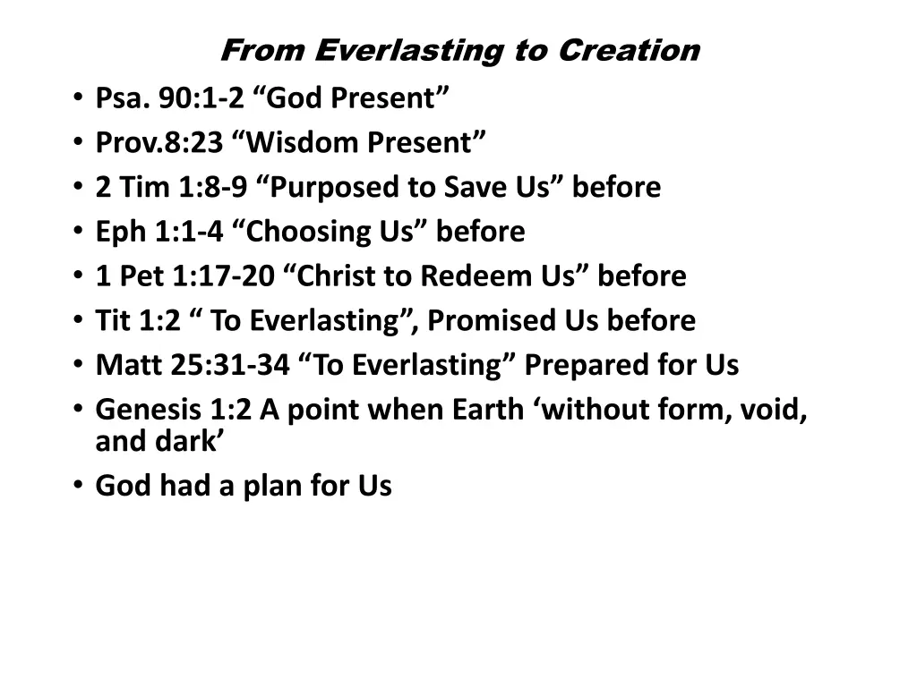 from everlasting to creation