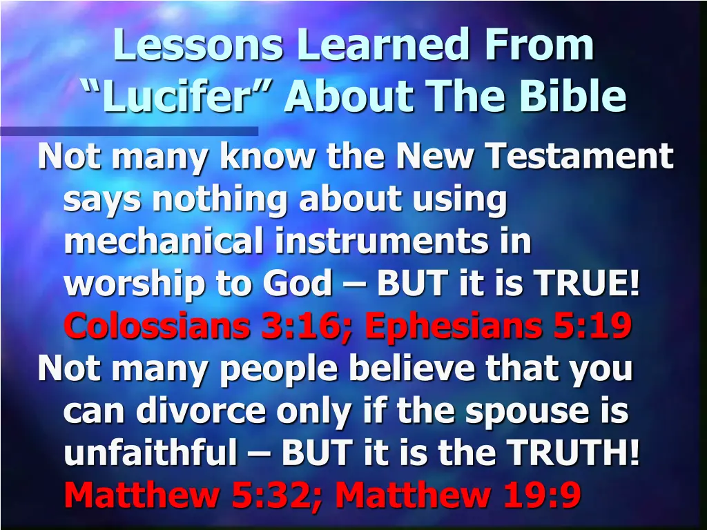 lessons learned from lucifer about the bible 1