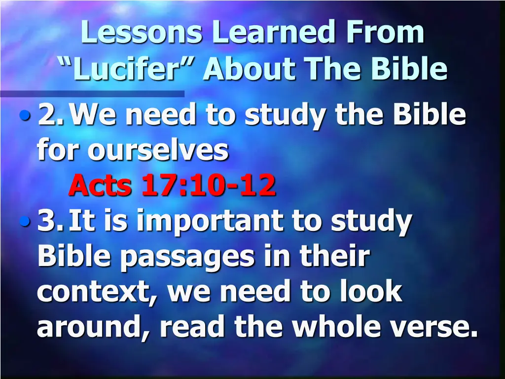 lessons learned from lucifer about the bible 2