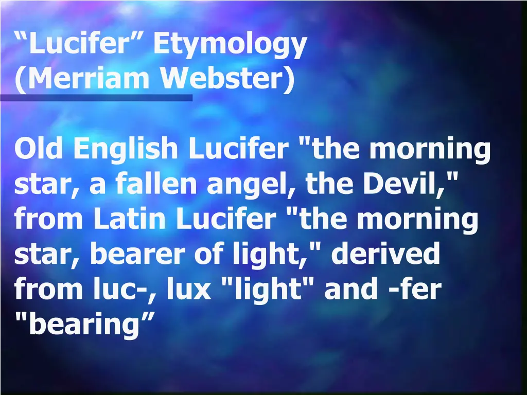 lucifer etymology merriam webster