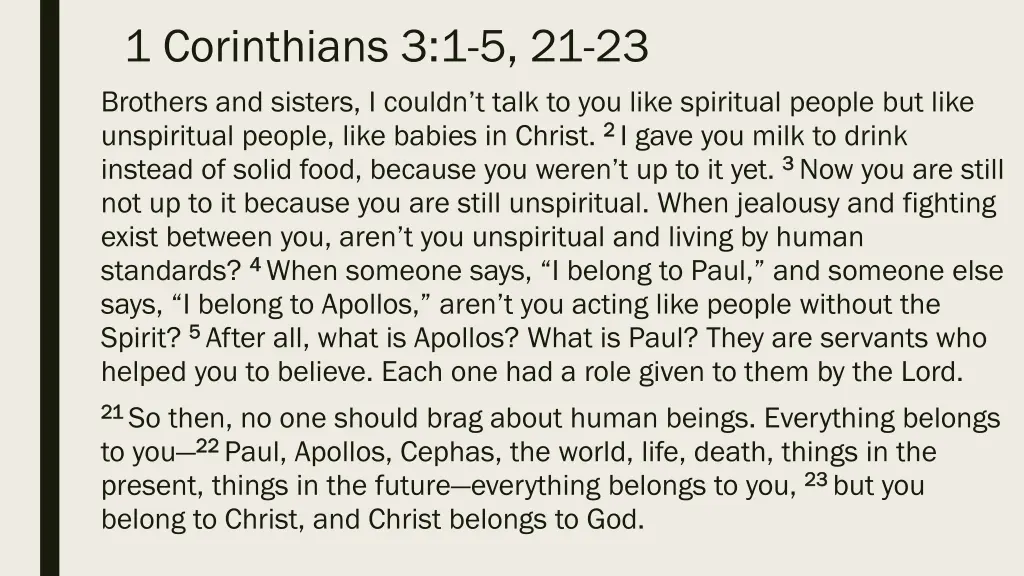 1 corinthians 3 1 5 21 23 brothers and sisters
