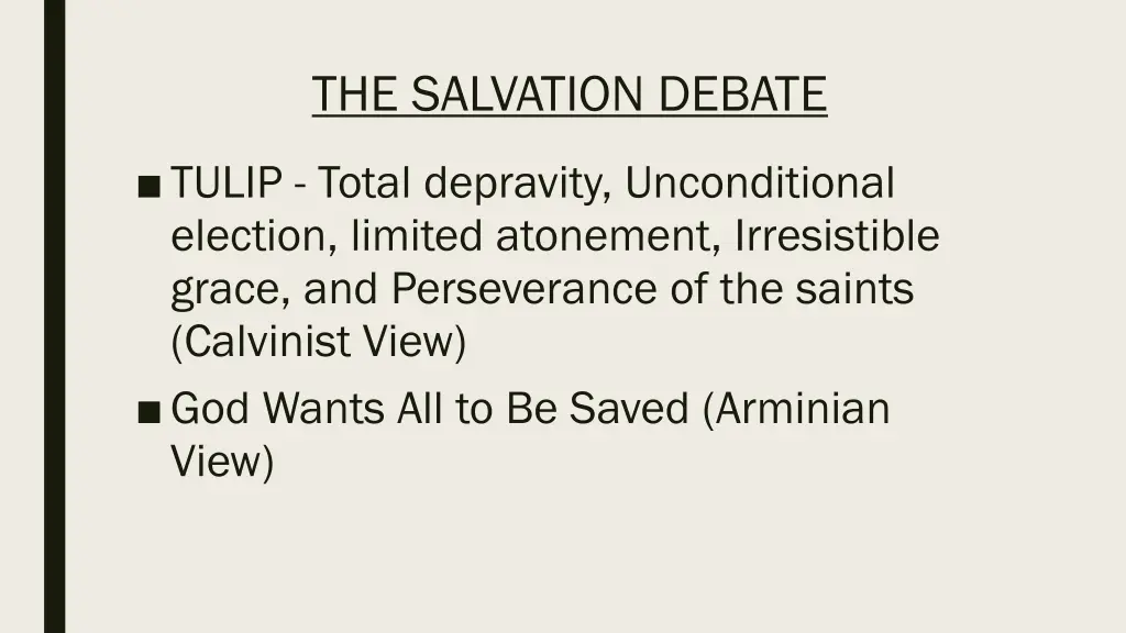 the salvation debate
