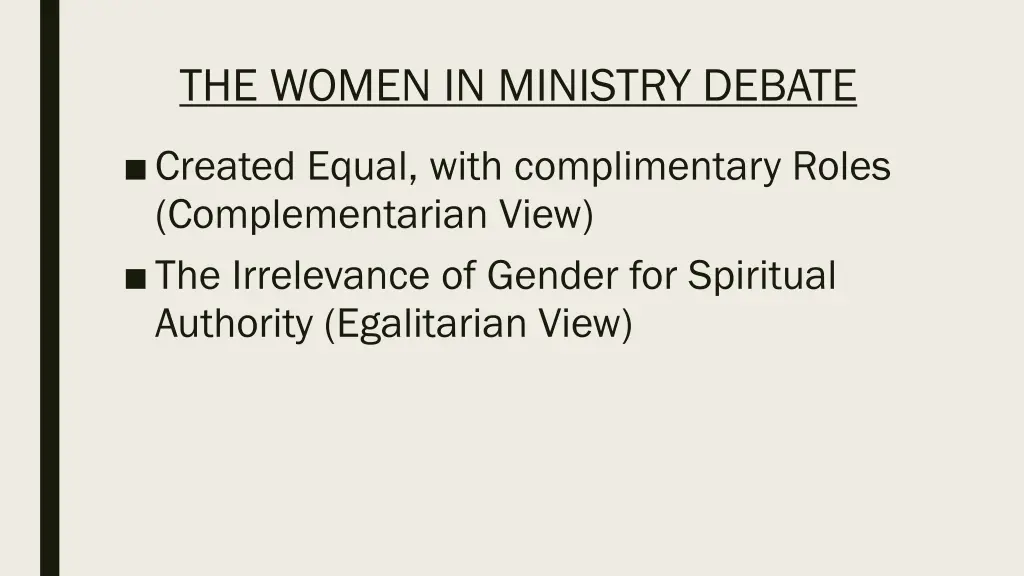 the women in ministry debate