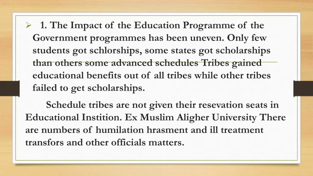 1 the impact of the education programme