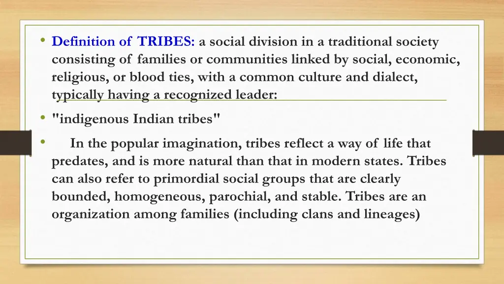 definition of tribes a social division