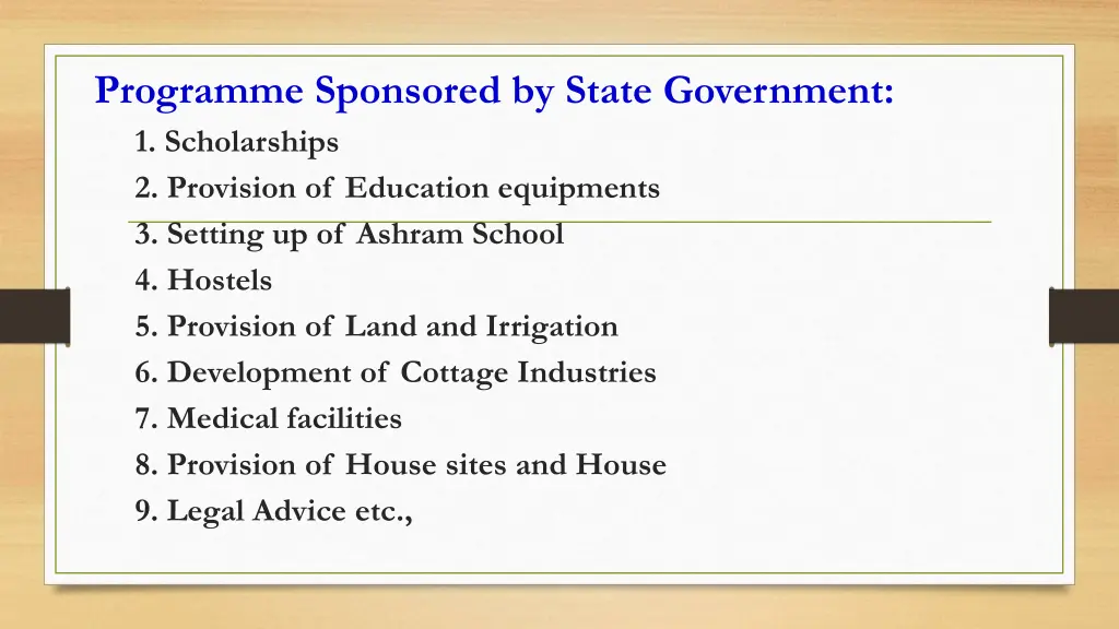 programme sponsored by state government