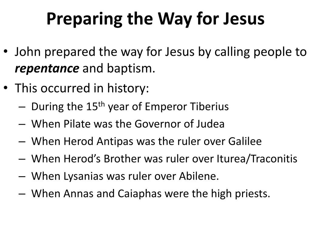 preparing the way for jesus