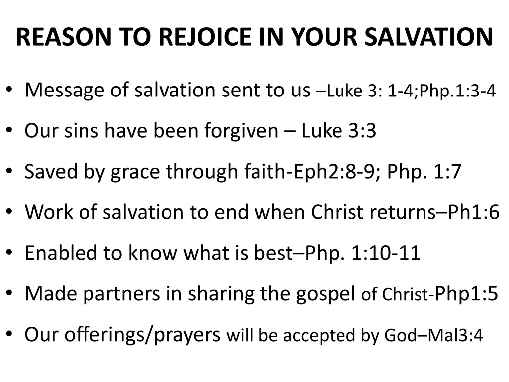reason to rejoice in your salvation