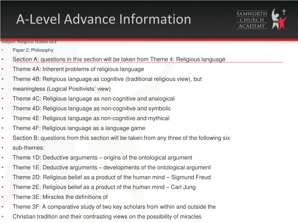 a level advance information 1