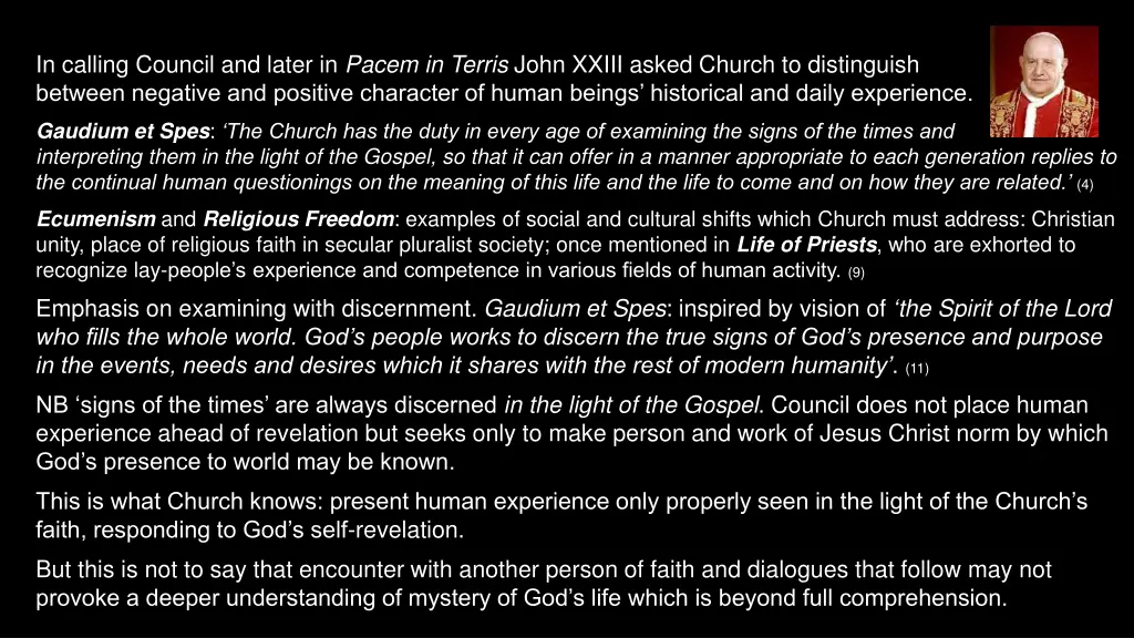 in calling council and later in pacem in terris