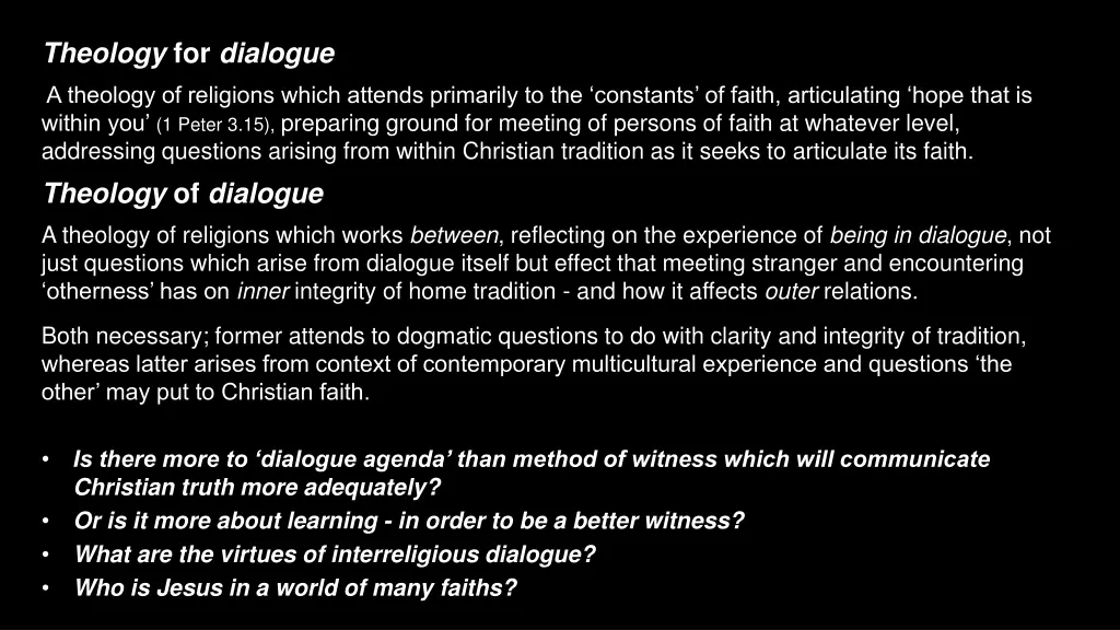 theology for dialogue a theology of religions