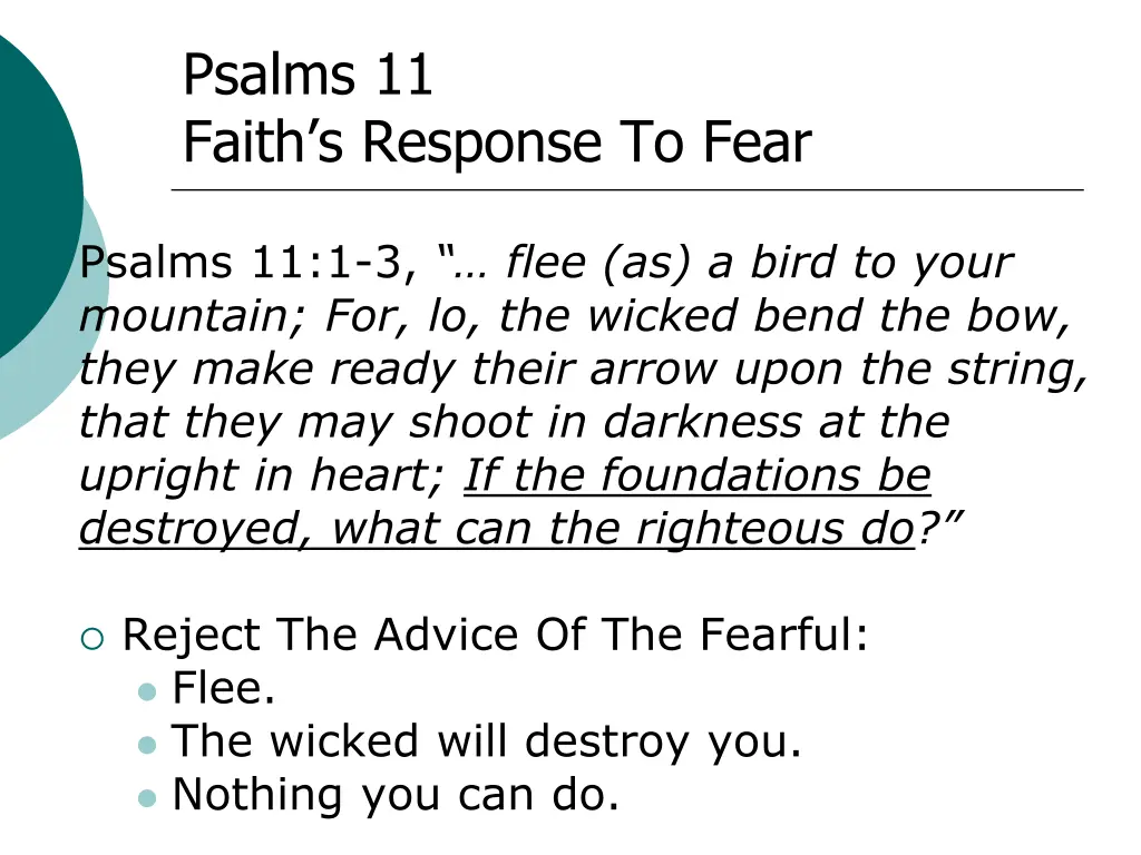 psalms 11 faith s response to fear 1