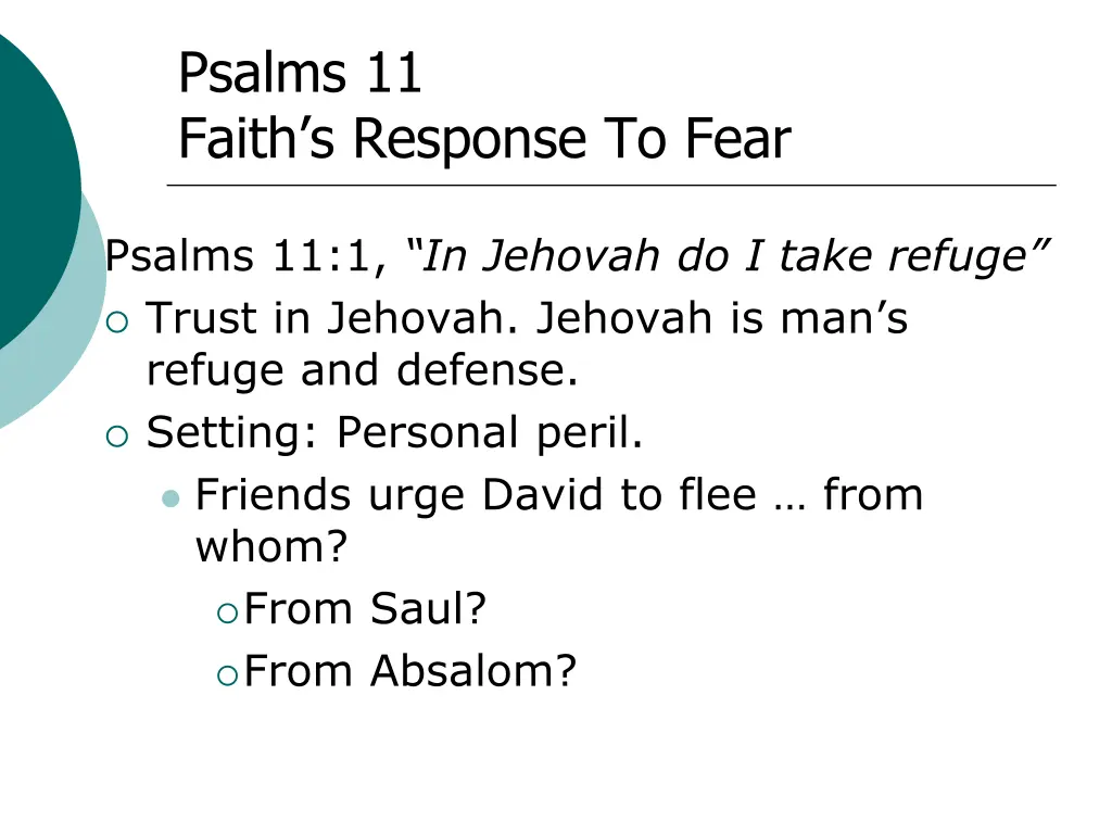 psalms 11 faith s response to fear