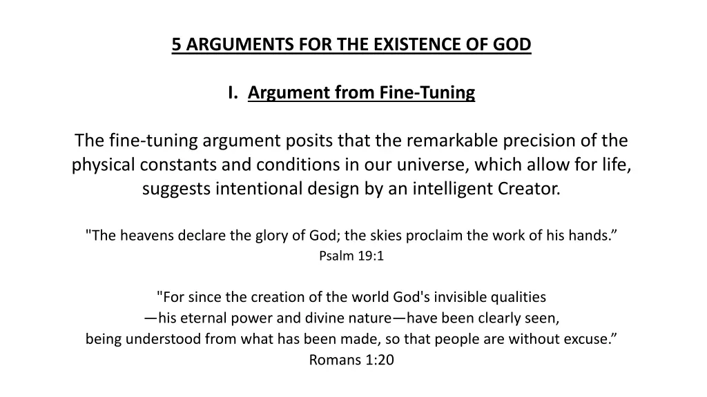 5 arguments for the existence of god