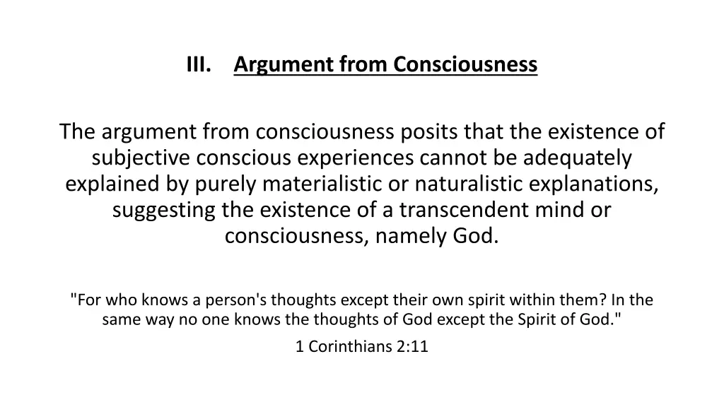 iii argument from consciousness