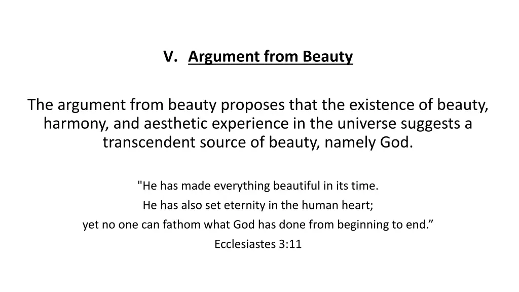 v argument from beauty