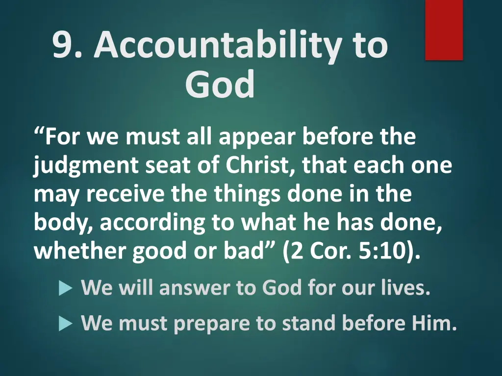 9 accountability to god