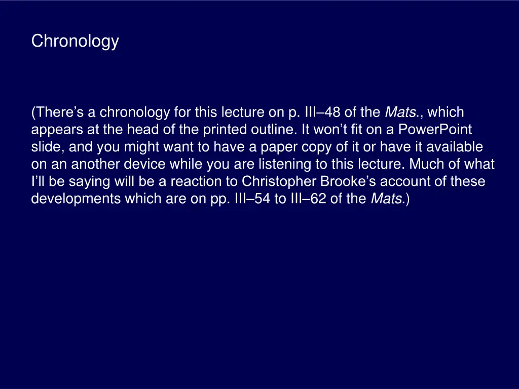 chronology