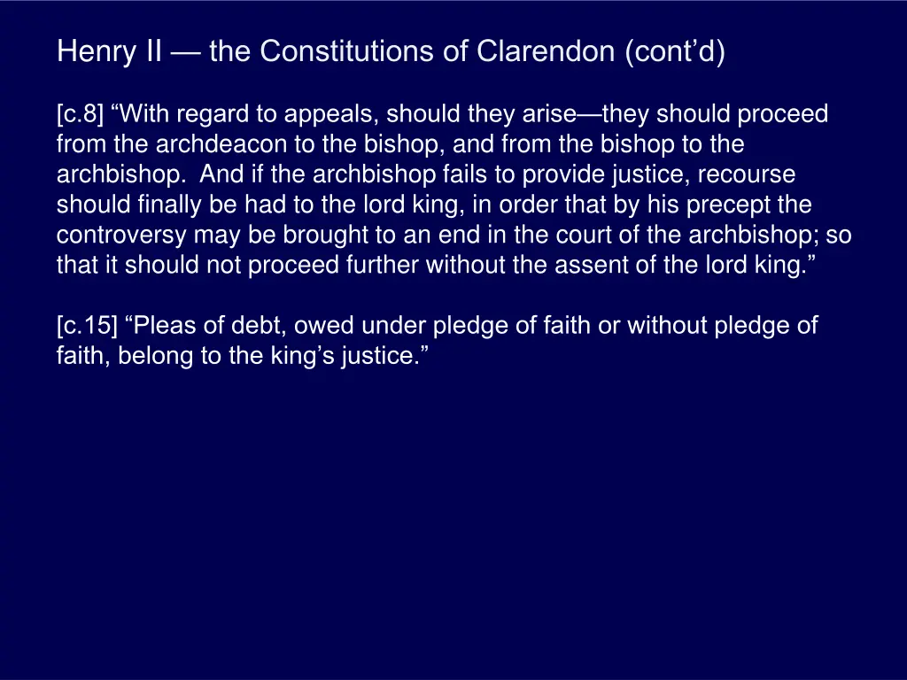 henry ii the constitutions of clarendon cont d 1