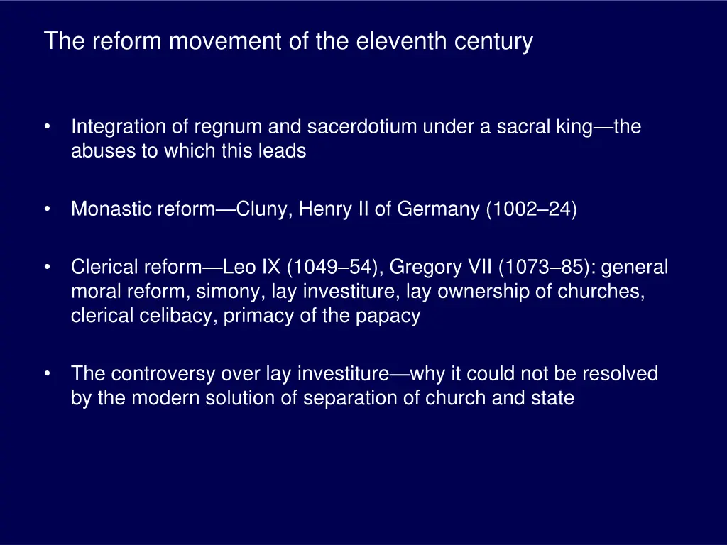 the reform movement of the eleventh century