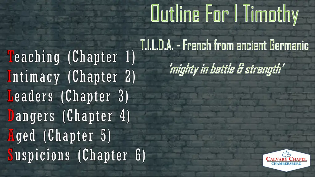 outline for i timothy