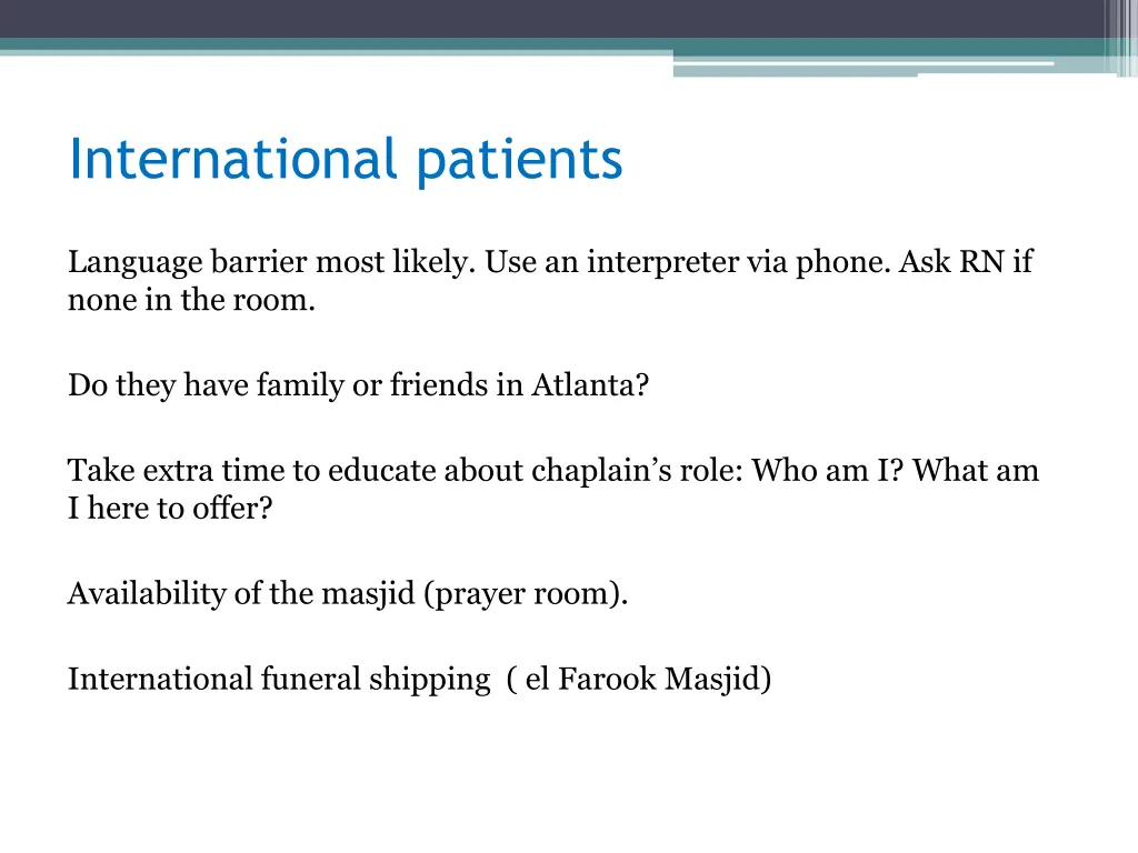 international patients