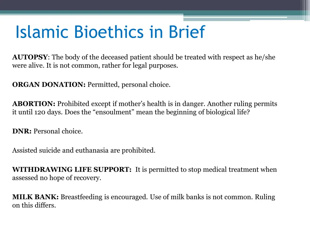 islamic bioethics in brief