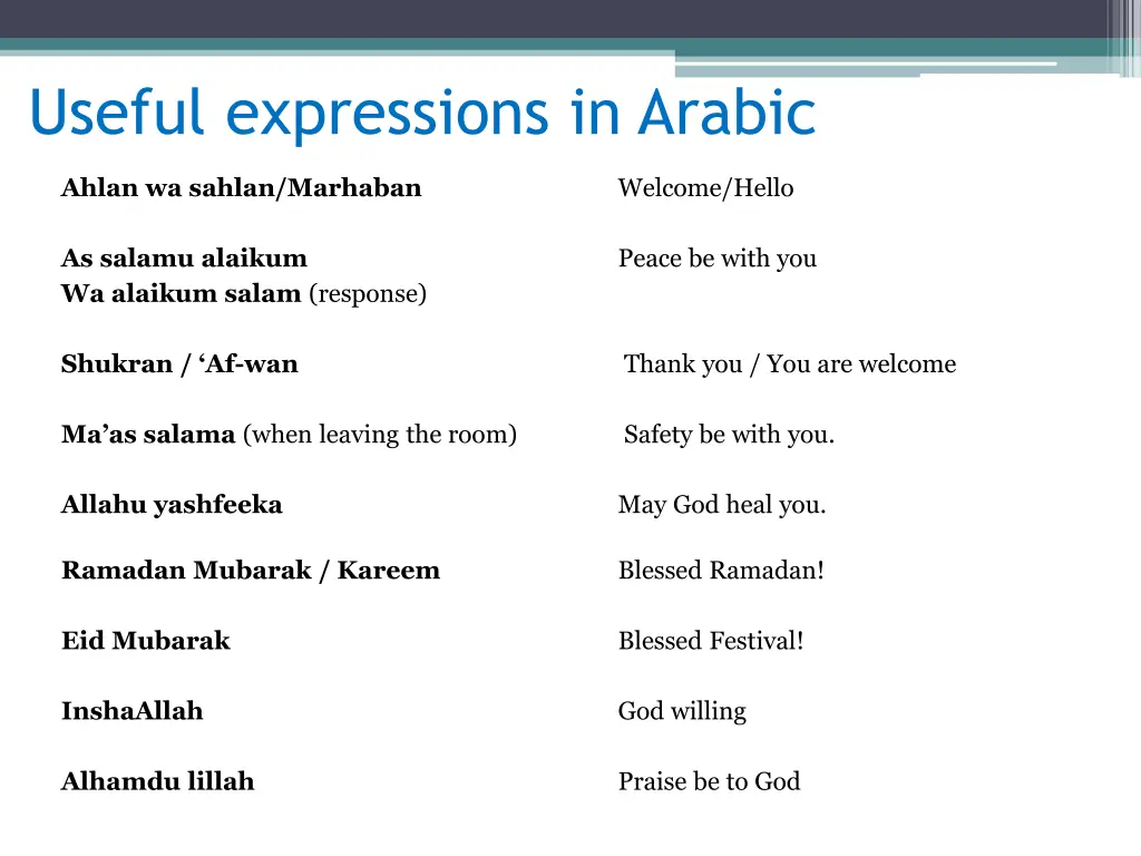 useful expressions in arabic