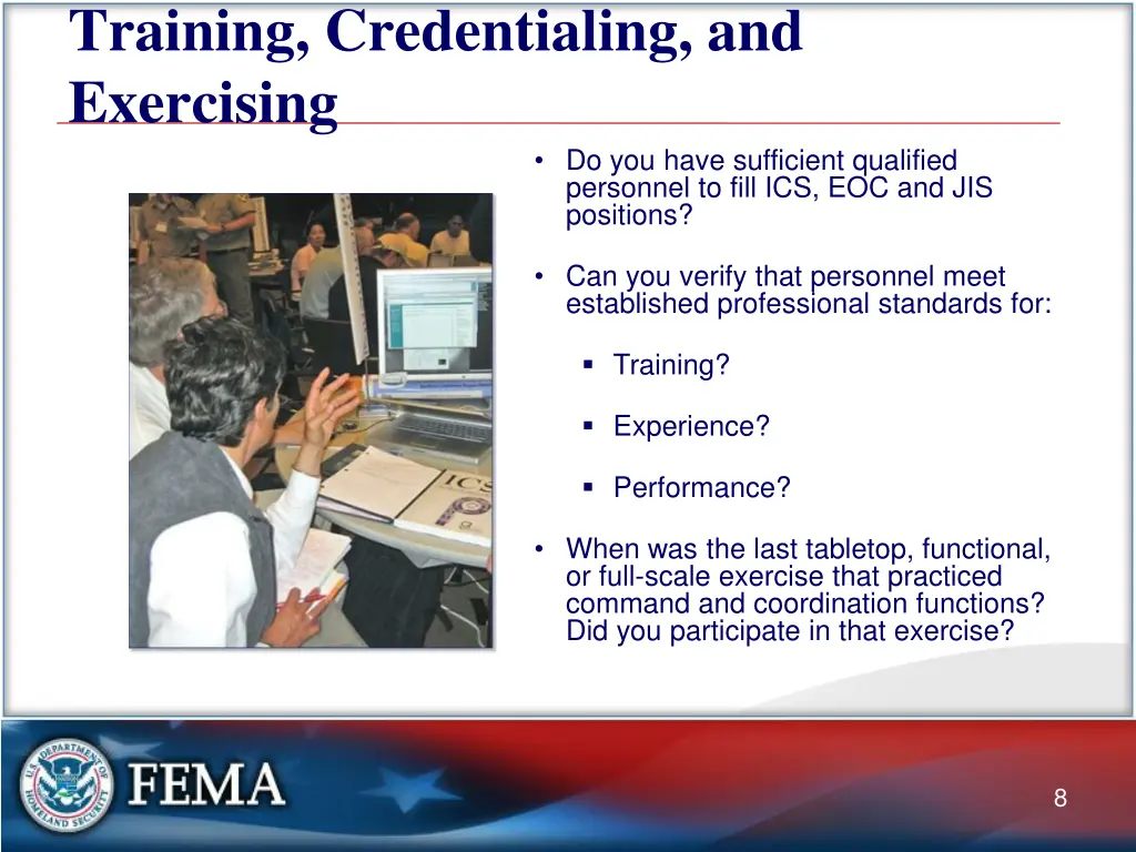 training credentialing and exercising