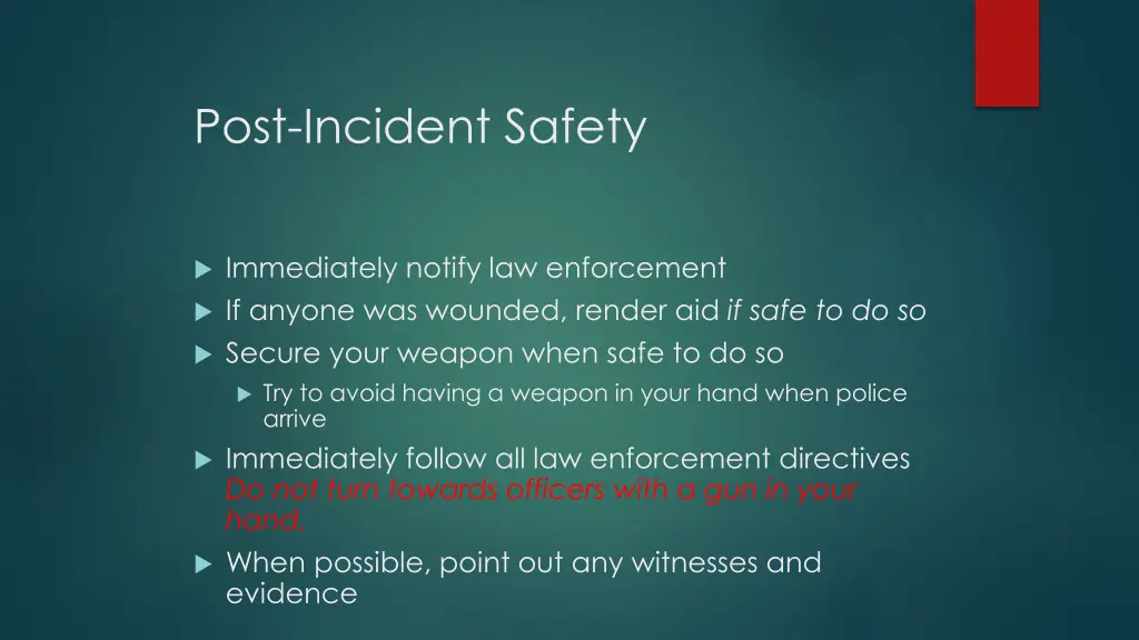 post incident safety